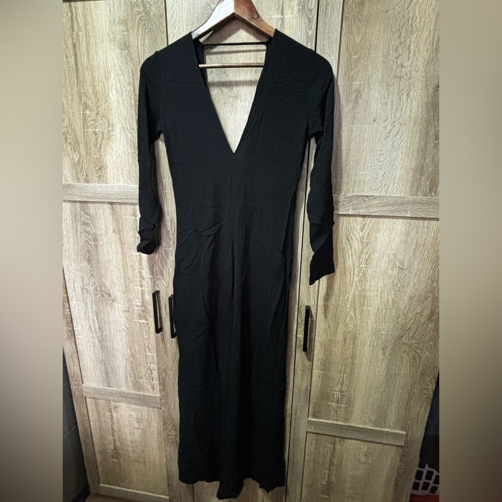 Reformation Midi Black Dress XS Crepe Whimsy Formal Holiday Festival Goth LBD - Picture 2 of 8